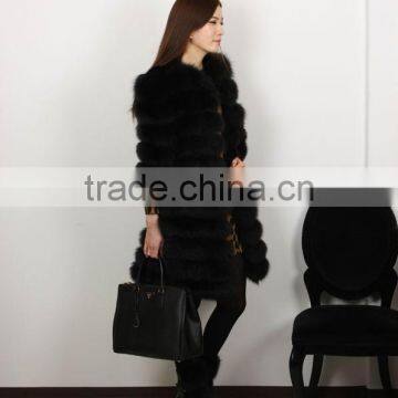 Hot selling black fox fur coat for women winter