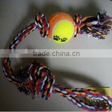 rope toy with tennis ball, dog toy, pet toy