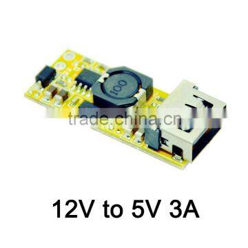 DC-DC USB Step down power board/module 12V to 5V ,3A MAX,low fever