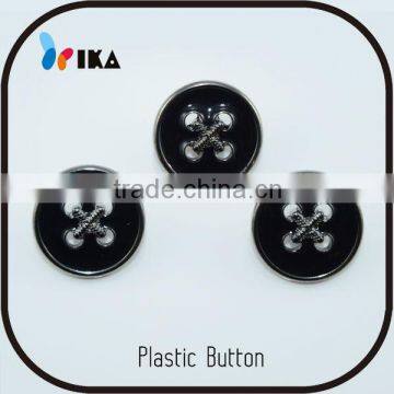 black 4 hole plastic button for shirts