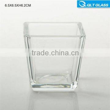 Clear square glass candle holder religious candle jar water storage