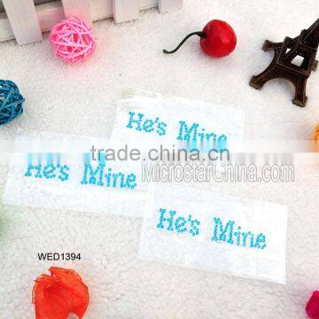 acrylic rhinestone Wedding Shoe Stickers He's mine sticker for shoe,high quality rhinestone Wedding Stickers