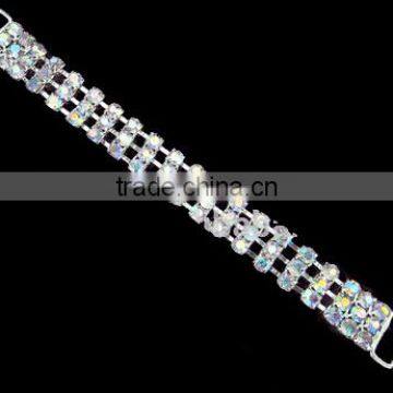 Apparel DIY Rhinestone Bikini Connector,3 Rows Rhinestone Trim