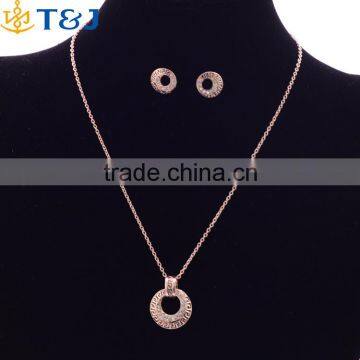 Cheap Geometric Circle 18K Gold Plated Vintage Crystal Wedding 2 Pcs Jewelry Sets With Necklace+Earrings