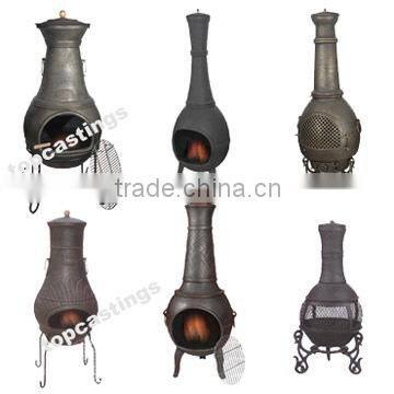 cast iron wood burning chiminea,outdoor fireplace, patio heater