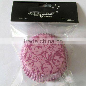 Pink flowers Cupcake Liners with OPP bag packing(48pcs)