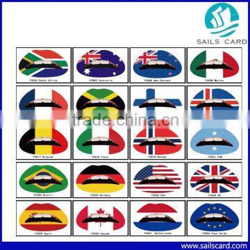 Country Flag lip sticker Temporary body tattoo sticker for World Cup or Games