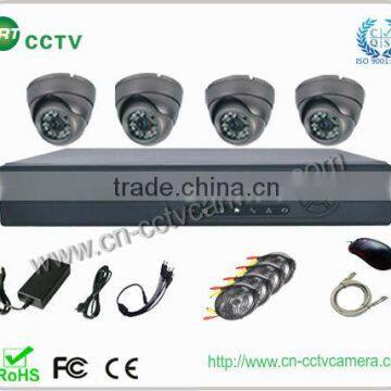 h.264 diy dvr kit + 4pcs dome camea + 4 rolls cable+ power supply and accessories (GRT-D3604EK1-4CT)