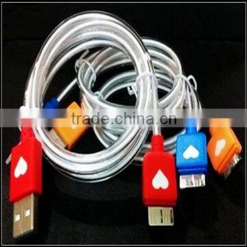 wholesale led light with love micro to usb3.0 cable for mobile