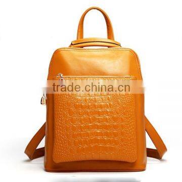 oem china supplier women crocodile orange leather backpacks