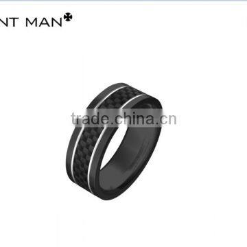 wholesale china factory 2016 new design men's ring titanium ring carbon fiber band rings