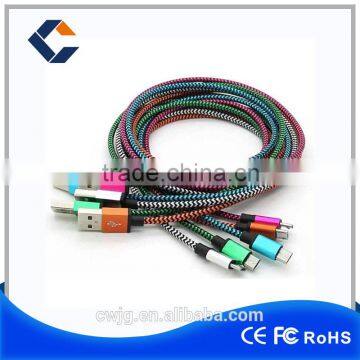 1m 1.5m 2ft 2m colorful fabric braided micro usb cable