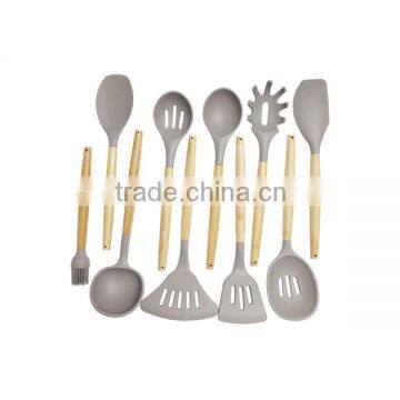 CK006 Solid Spoon/silicone Kitchen Utensils With Wooden Handle photo-3