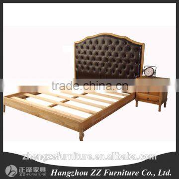 Wooden carved fabric bed headboard