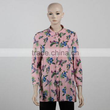 F5W11040 Wholesale Shirt Women Fashion Long Sleeve Floral Printed Shirt