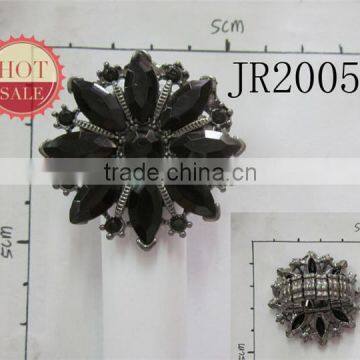 Fashion Black Resin Stone Elastic Alloy Ring