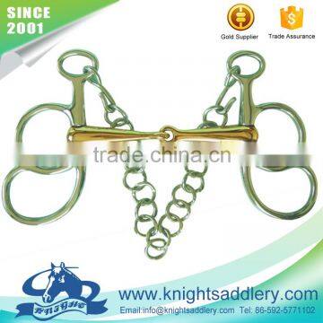 Brass Gag Bit with Hooks & Single Curb Chain