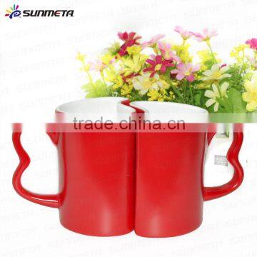 High Quality Heart Shape Magic Ceramic Sublimation Couple Mug photo-4