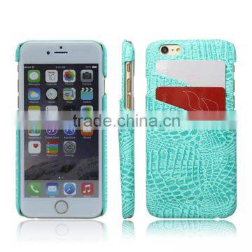 Factory Price High Quality PU CROCO Leather Mobile Phone Case for IPhone 6 With Two Card Slots
