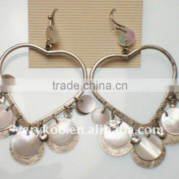 imitation jewelry,round shell earring,round iron earringFCM-10012