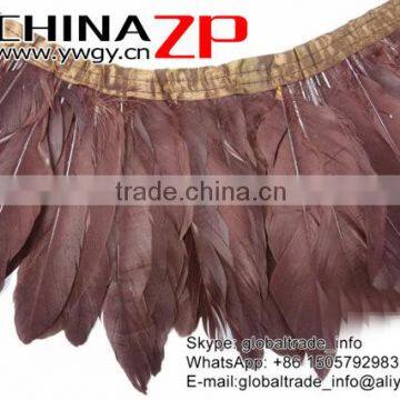 Top Supplier ZPDECOR Good Reputation Goose Dyed Brown Satinettes Feathers Trim photo-2