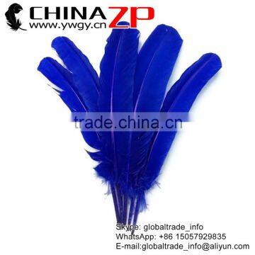 ZPDECOR Crafts Factory Exporting Dyed Royal Blue Solid Color Turkey Feathers for Decoration