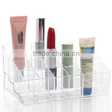 Clear Acrylic 24 Lattices Lipstick Rack Makeup Organizer Cosmetic Box Storage Holder