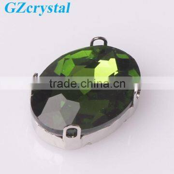 yiwu oval shape sew on glass crystal stone with setting for clothing