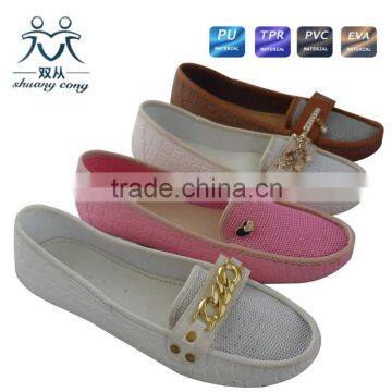 2016 ladies sandal and shoes step-in flat PU breathable