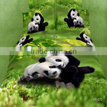 3D cute and vivid panada animas design hign quality 100% cotton bedding set with reactive printed