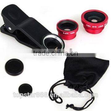 3in1 eye fish phone lens Wide Angle Micro Lens Camera Kit for Phone iPhone 6Plus/6/5