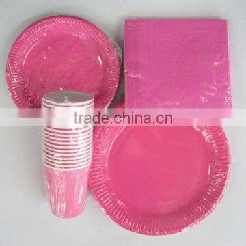 pink plates and napkins