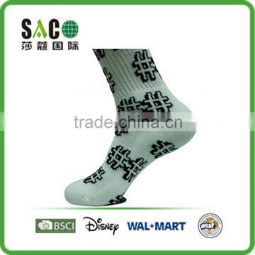 Black Well Shape Jacquard White Compression Nylon Sport Socks