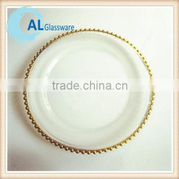 gold silver glass beaded charger plate wholesale