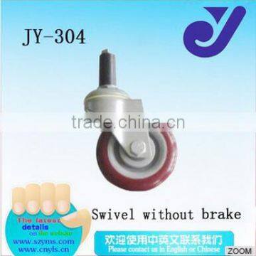 JY-304|industry zinc plate PVC/PU caster wheel| 3'' SWIVEL STEM CASTER