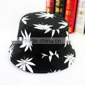 2016 New Fashion Hip Hop Green White Leaf Print Fishing Caps Weed Bucket Hats For Mens photo-4