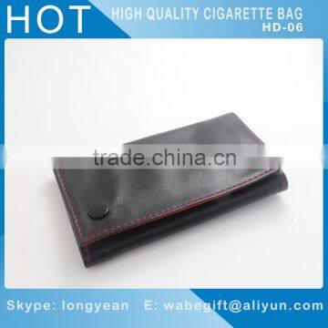 Leather tobacco pouch with zipper three pocket