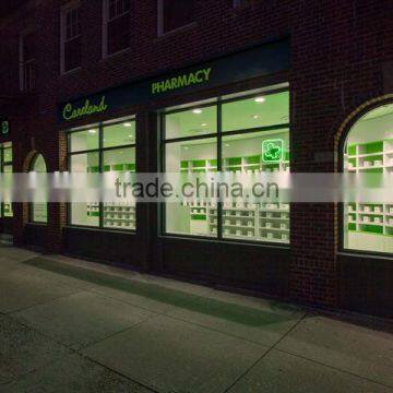 Green And White Color MDF Made Pharmacy Shelves photo-6