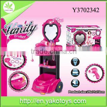 Fashion beauty set toy Dresser set with stool for kids