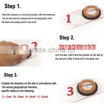 E006 Camping Scout Baseplate Map Compass Ruler photo-6