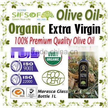 Pure Natural Extra Virgin Olive Oil.Organic Olive Oil with FDA Certification. 1L Marasca Bottle