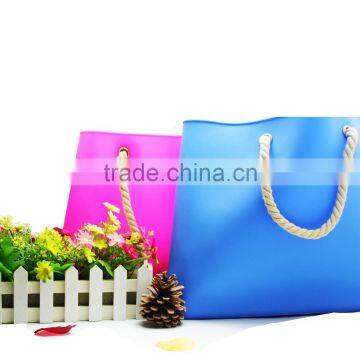 Promotional candy color silicone beach bag for women