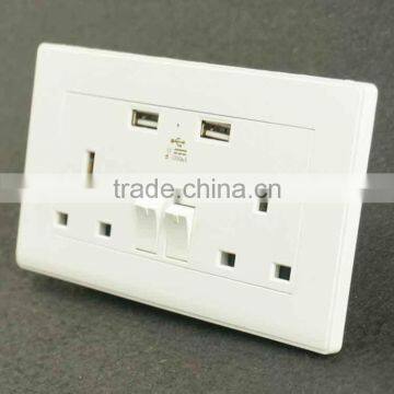 UK Standard Electric Double Power Points Wall Switch With Usb Socket photo-5