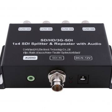 Coutstand SD/HD/3G-SDI 1 to 4 Distribution Amplifier & Repeater 4-ports SDI Splitter /Repeater with audio extraction