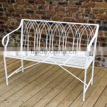 POWERLON Gothic Arch Garden Bench Cream with a Powder Coated Rust Effect