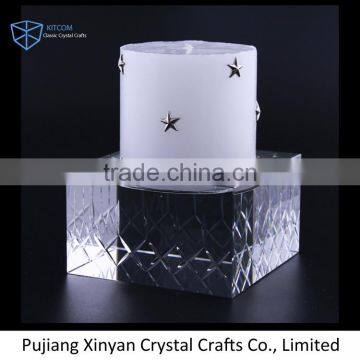 Best selling attractive style glass square crystal candle holder wholesale