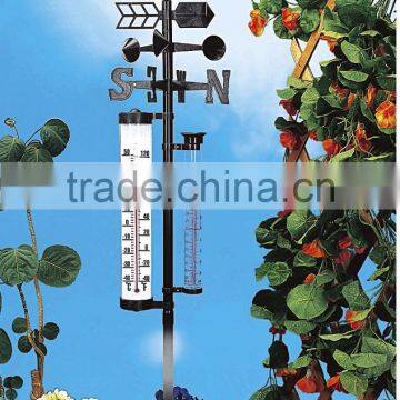 Eco-friendly, Rain Gauge,Large Tube Thermometer,Wind directional ,Solar Light Weather Station vane