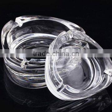 Funny clear glass ashtray with heart shaped