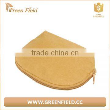 Green Field Brown Washable Kraft Paper Fabric Makup Cosmetic Bag photo-2