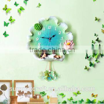 European pastoral lotus leaf angel cartoon picture wall clock